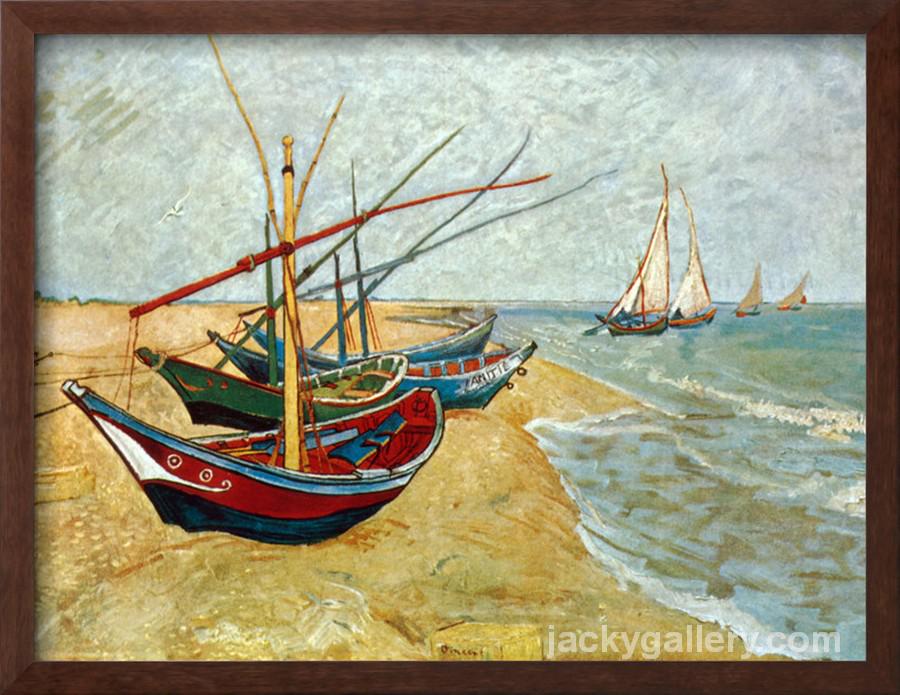 Fishing Boats on the Beach at Saints-Maries, Van Gogh painting